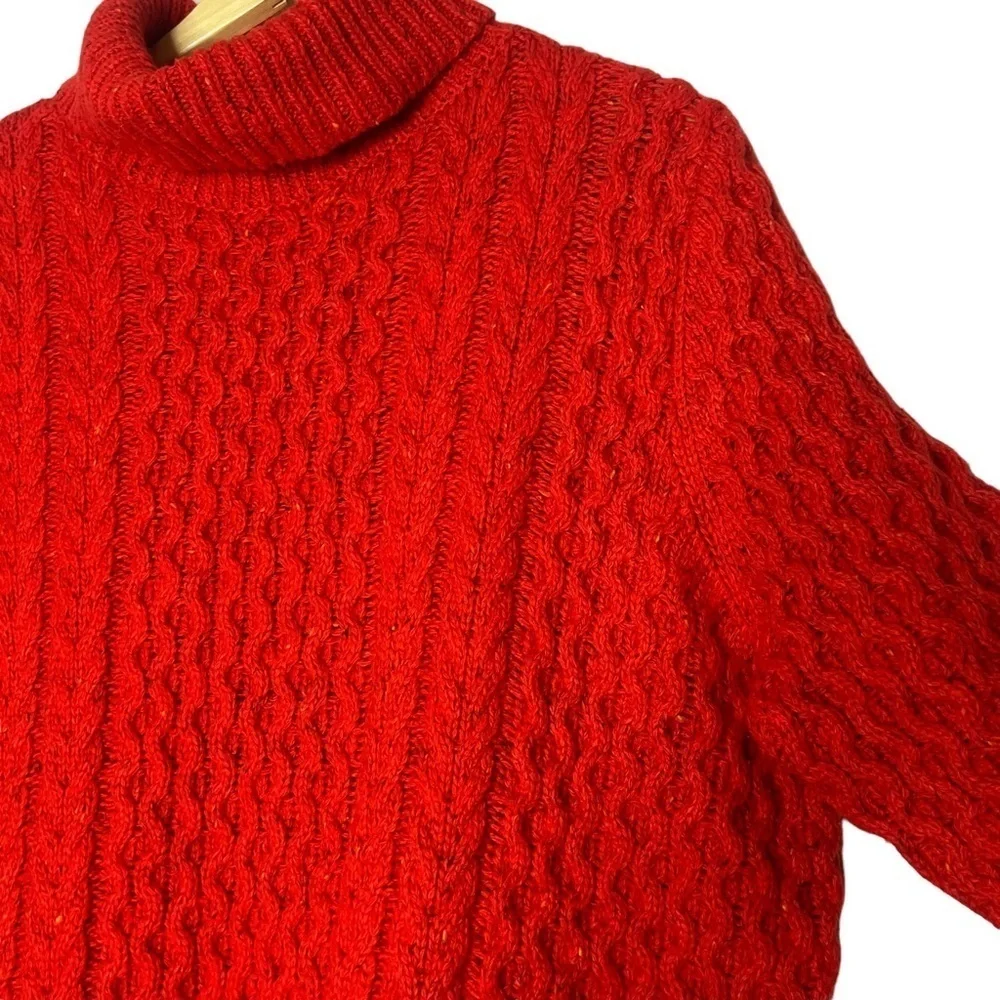 Lands’ End Orange Marled Cotton High Neck Sweater